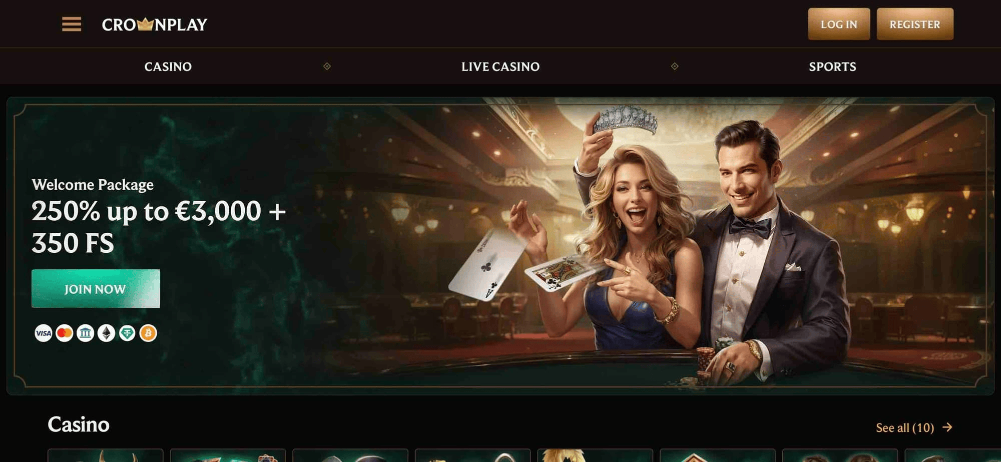 CrownPlay – 350 Freispiele und Bonus Crab